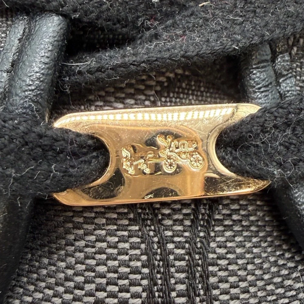 Coach 9 Empire Low Top Sneakers Black Signature C Monogram Canvas Gold Hardware